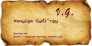 Venyige György névjegykártya